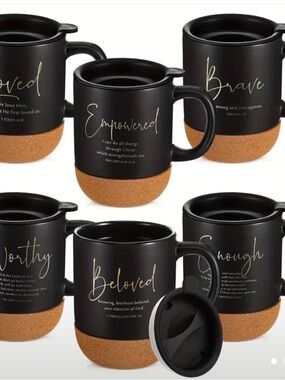 Inspirational Verses Cup Ceramic Coffee Mug with Cork Bottom